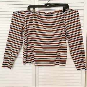 NWT Zaful Off The Shoulder Striped Crop Top